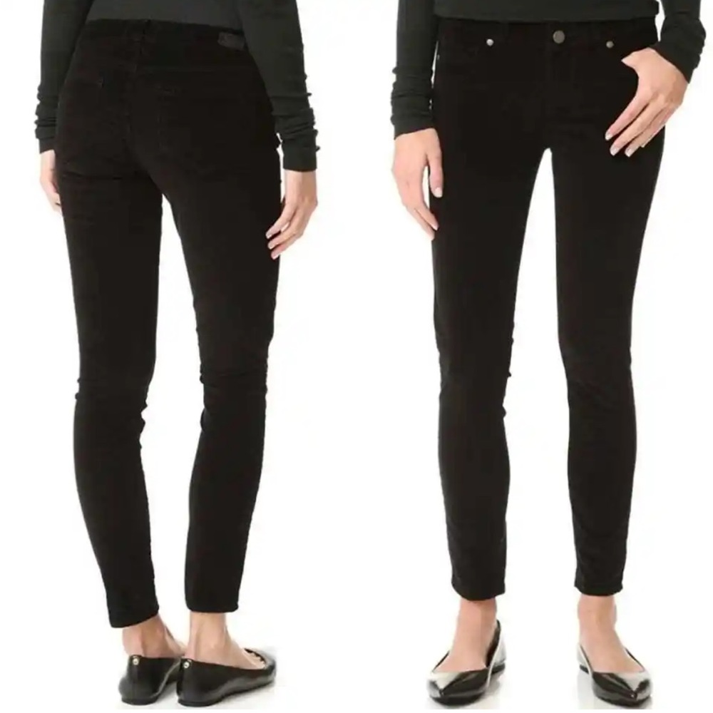 NEW PAIGE Verdugo Mid Rise Cropped Skinny Jeans in Black Overdye